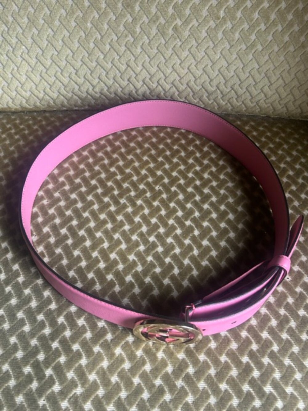 GUCCI Pretty Pink 100% Leather Interlocking G Buckle Belt - Picture 3 of 16